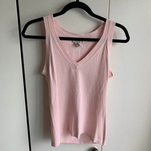 Pink sheer v-neck tank top